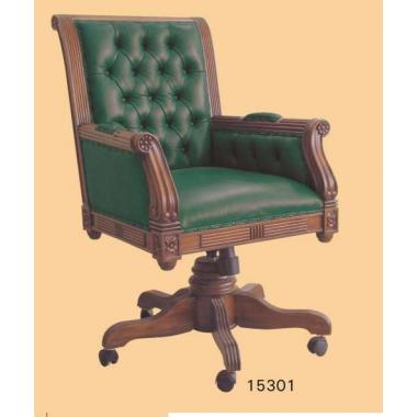 15301 GREEN Кабинетное кресло, обивка - натуральная коричневая кожа 62x57x106