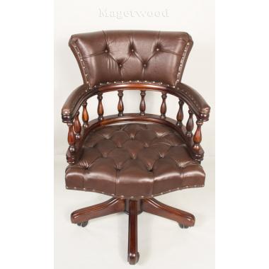 12027 BROWN Кабинетное кресло, обивка - натуральная коричневая кожа 60x62x88