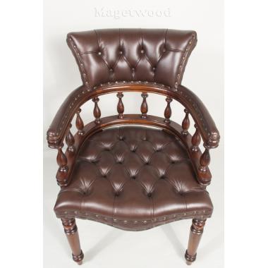12028 BROWN Кабинетное кресло, обивка - натуральная коричневая кожа