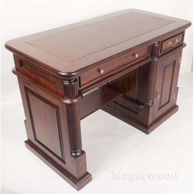 15409 BROWN Компьютерный стол, отделка столешницы натуральной кожей темно-коричневого цвета 120x60x80