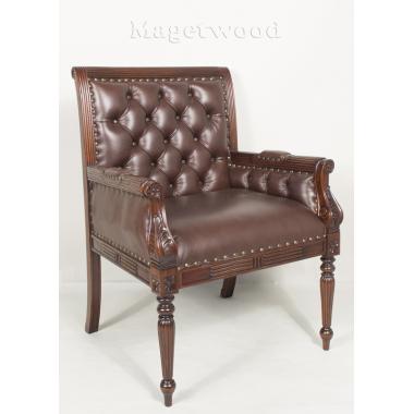 SF18L BROWN  Кресло, обитое натуральной кожей темно-коричневого цвета 70х76х95